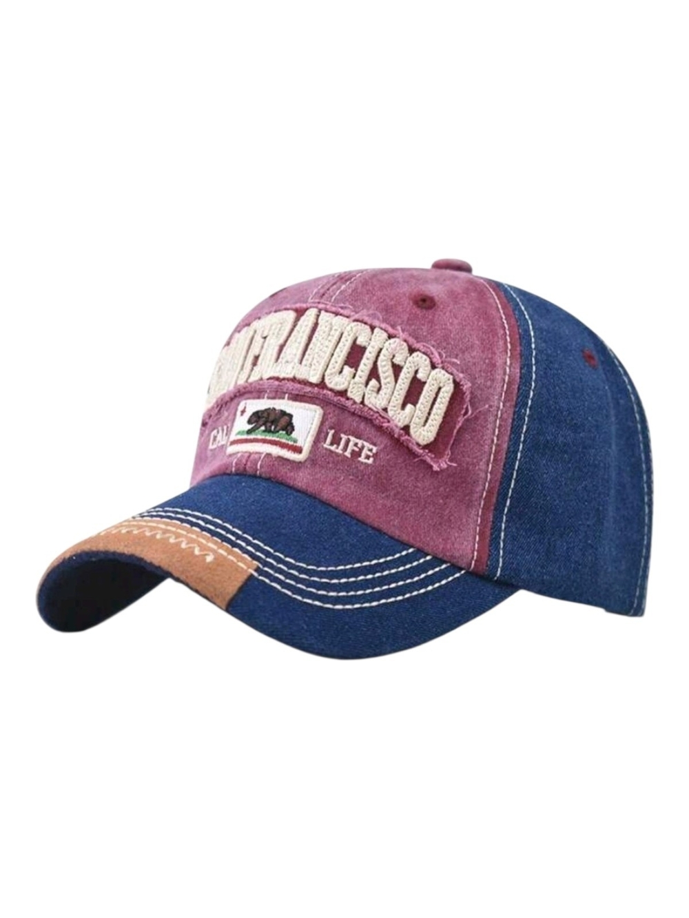 San Francisco Embroidered Two-Tone Baseball Cap - Blue & Red